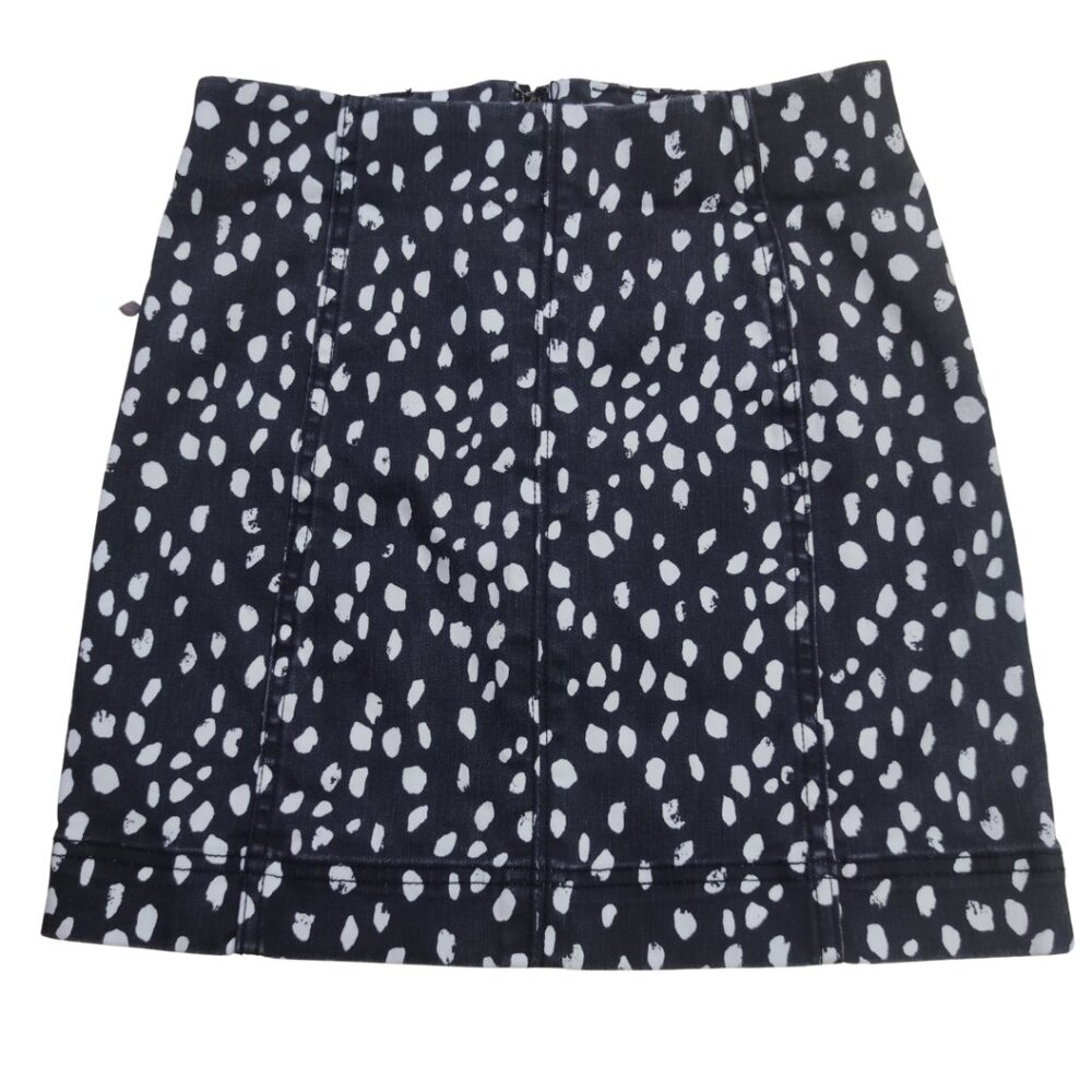 Jolt Black and White Denim Bodycon Mini Skirt